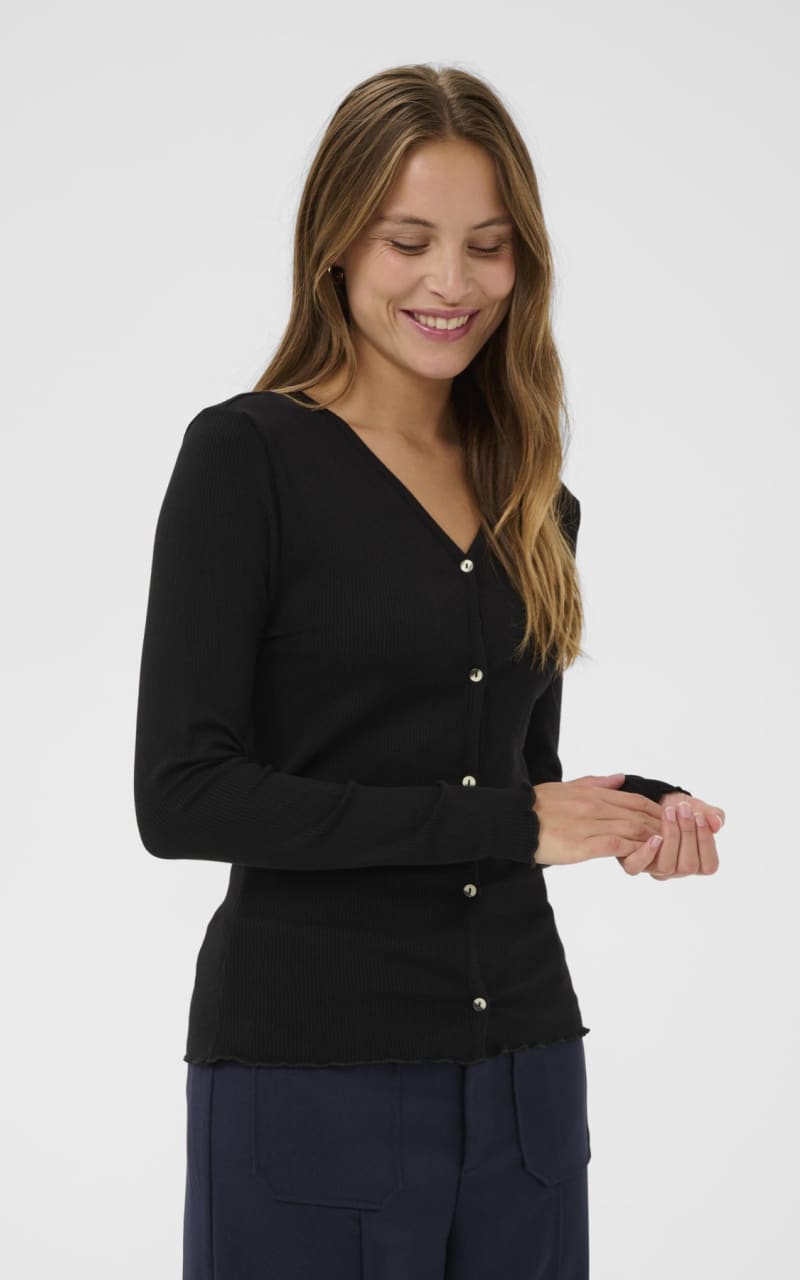 Saint Tropez - Olalia Jersey Cardigan in Black - SWEATER &