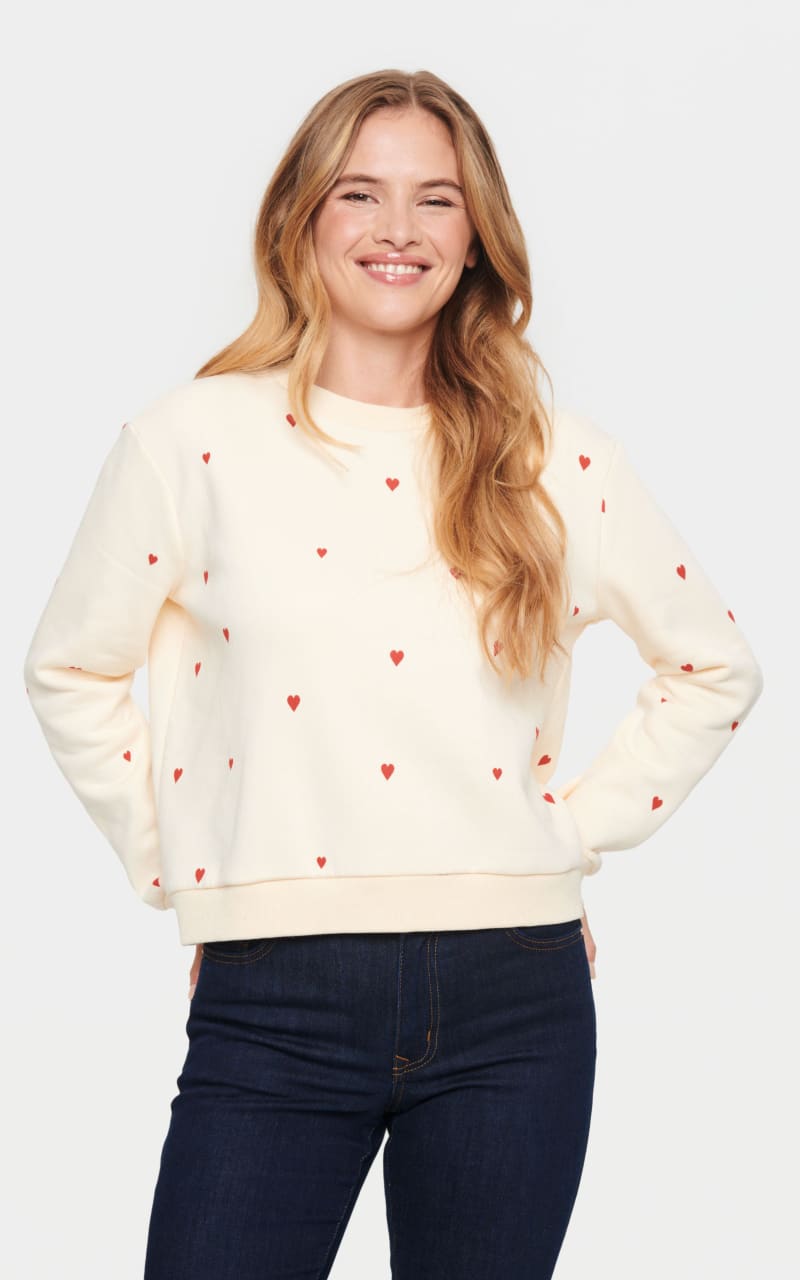 Saint Tropez- Dagna Heart Sweatshirt - Red / XS - Shirts &