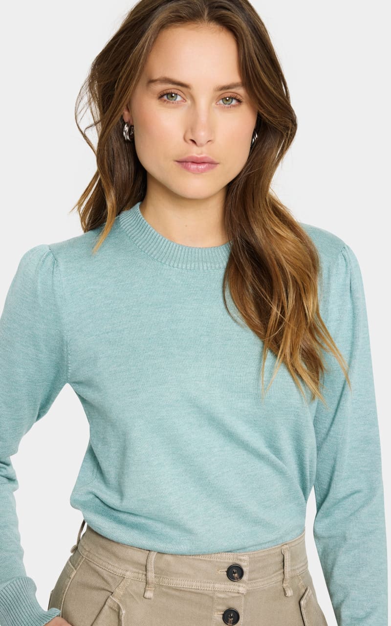 Saint Tropez- Mila Long Sleeve Sweater in Blue Surf Melange