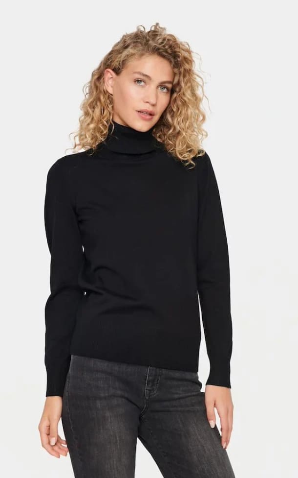 Saint Tropez- Mila Rollneck Pullover - Black / XS - sweater