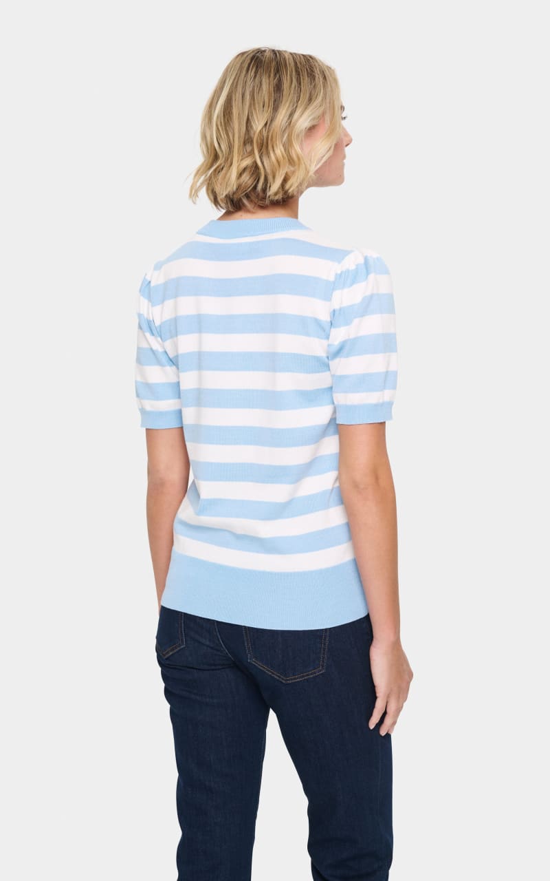 Saint Tropez- Mila Short Sleeve Block Stripe Pullover