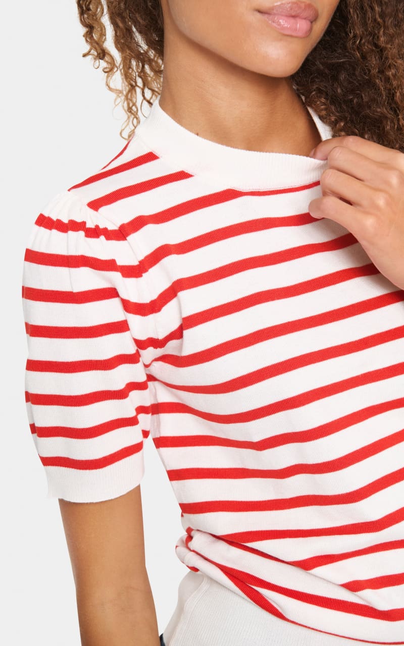 Saint Tropez- Mila Short Sleeve Stripe Pullover - sweater