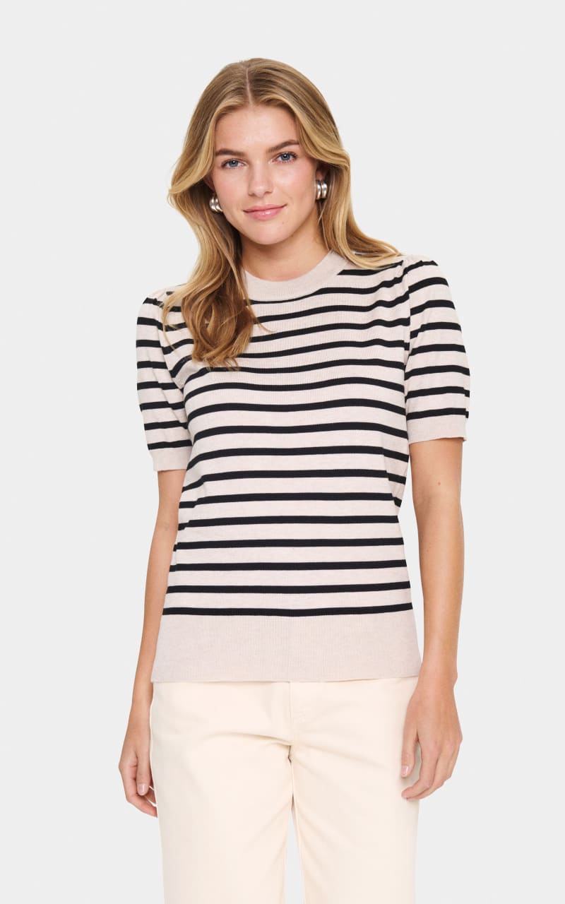 Saint Tropez- Mila Short Sleeve Stripe Sweater - SWEATER &