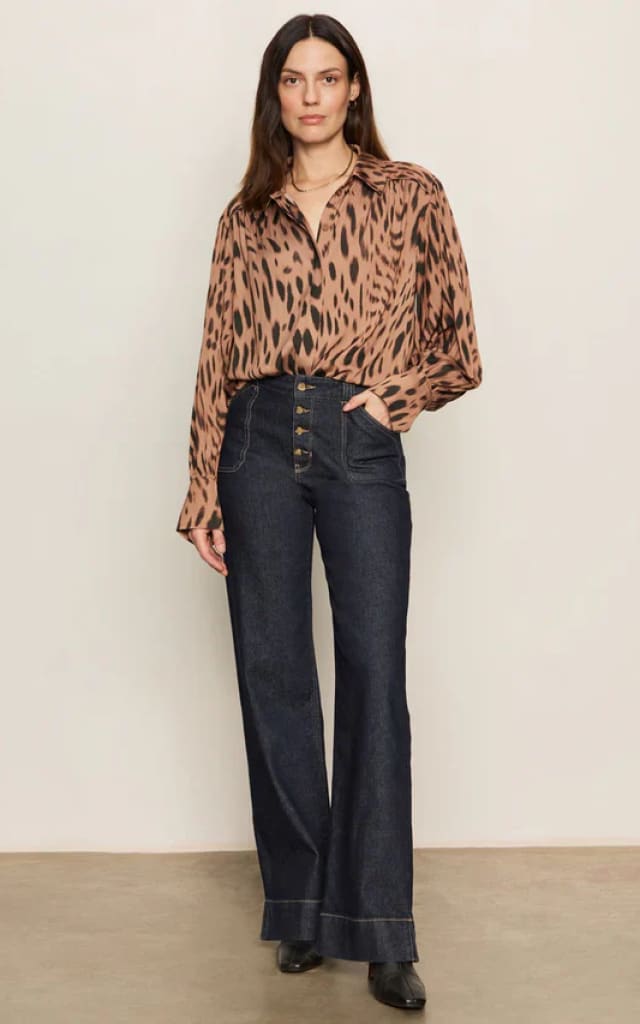Sanctuary- Colette Shirt Mocha Leo - Blouses & Tops