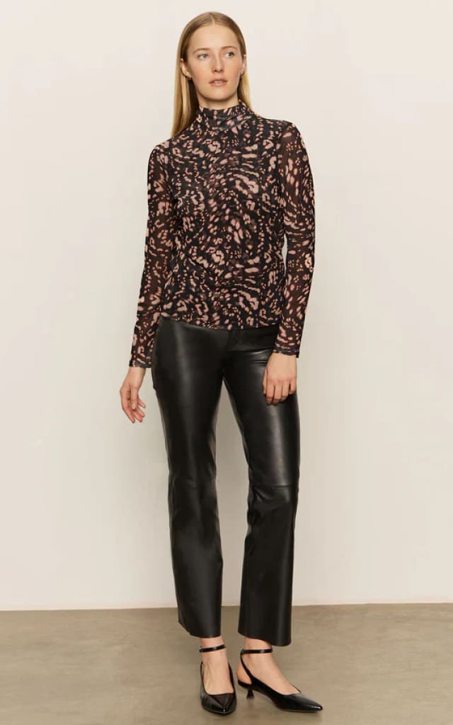 Sanctuary- Long Sleeve Mesh Mock Neck Blouse - Blouses &