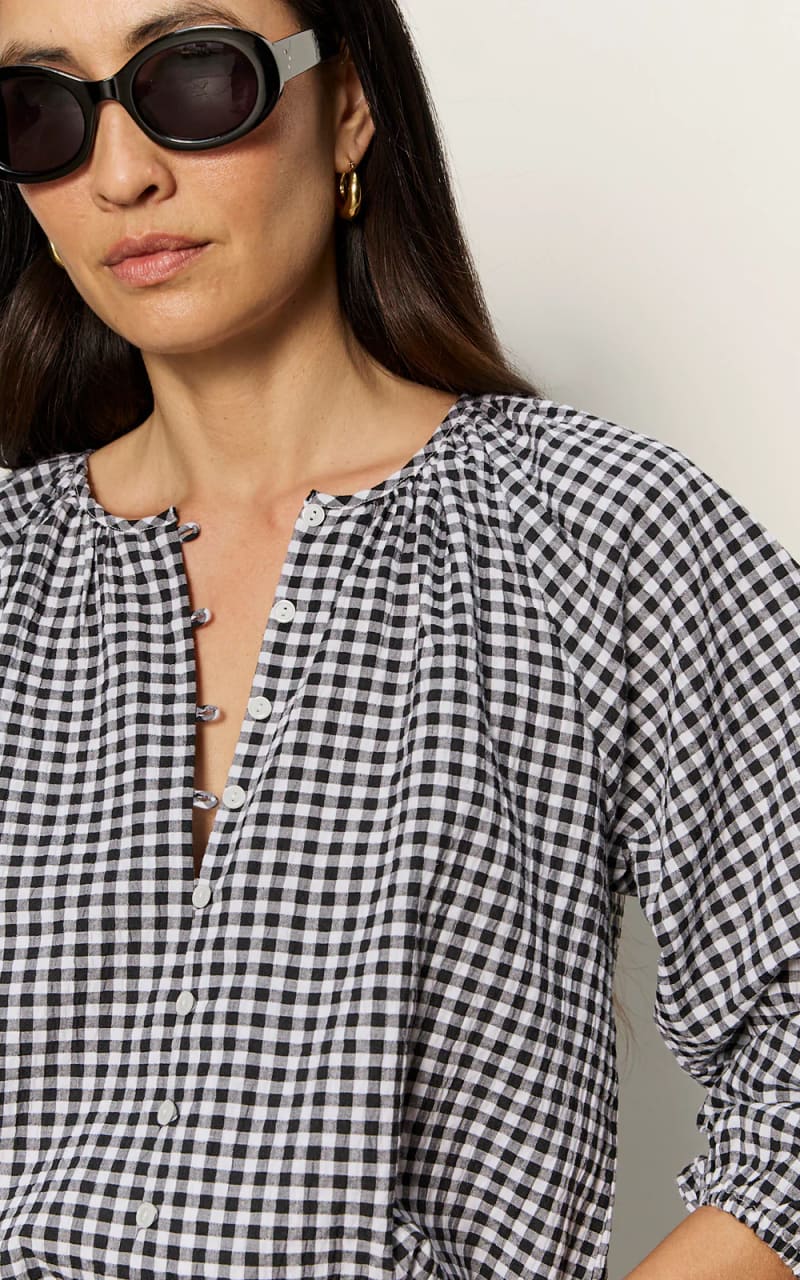 Sanctuary- Perfect Gingham Button Blouse - Blouses & Tops