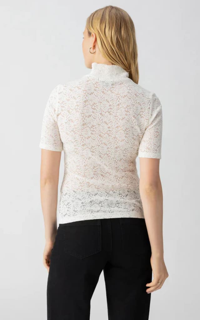 Sanctuary- Short Sleeve Lace Mock Knit Top - Shirts & Tops