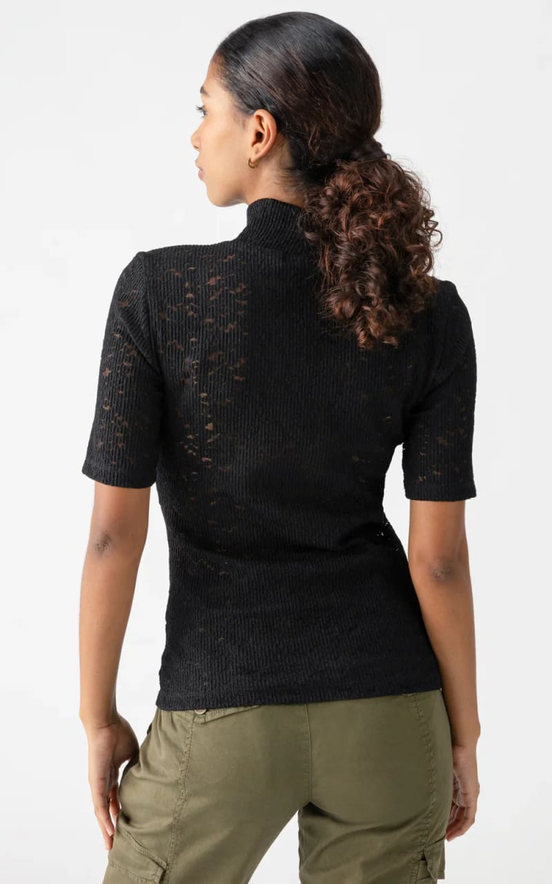 Sanctuary- Short Sleeve Lace Mock Knit Top - Shirts & Tops