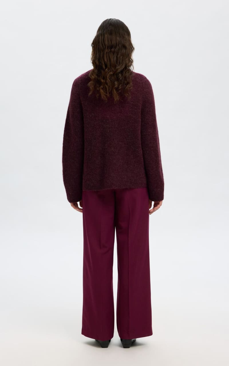 Selected- Sia Wool Blend Mock Neck Sweater in Fig - SWEATER