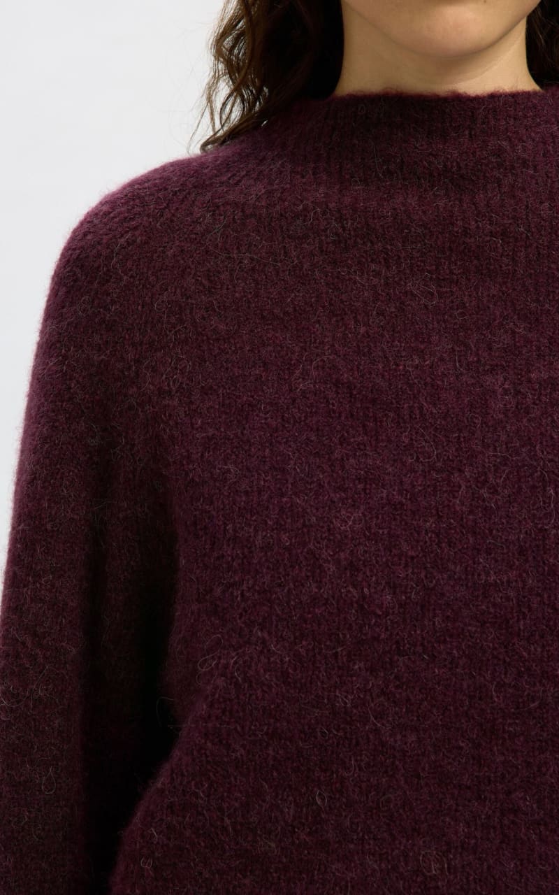 Selected- Sia Wool Blend Mock Neck Sweater in Fig - SWEATER