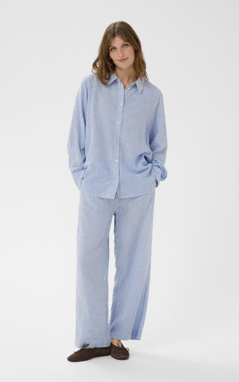 Soaked In Luxury- Aria Striped Shirt in Regatta - Blouses &