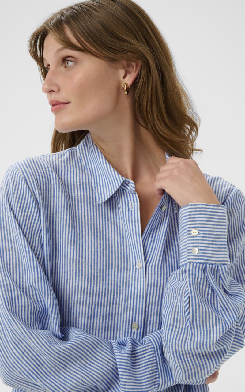Soaked In Luxury- Aria Striped Shirt in Regatta - Blouses &