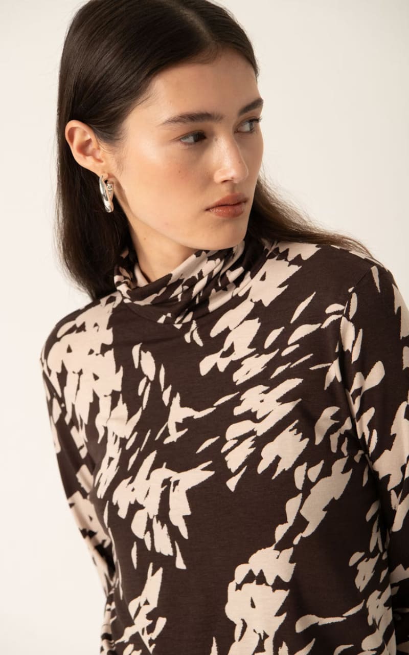 Soaked In Luxury- Hanadi Rollneck Shirt in Chocolate Torte