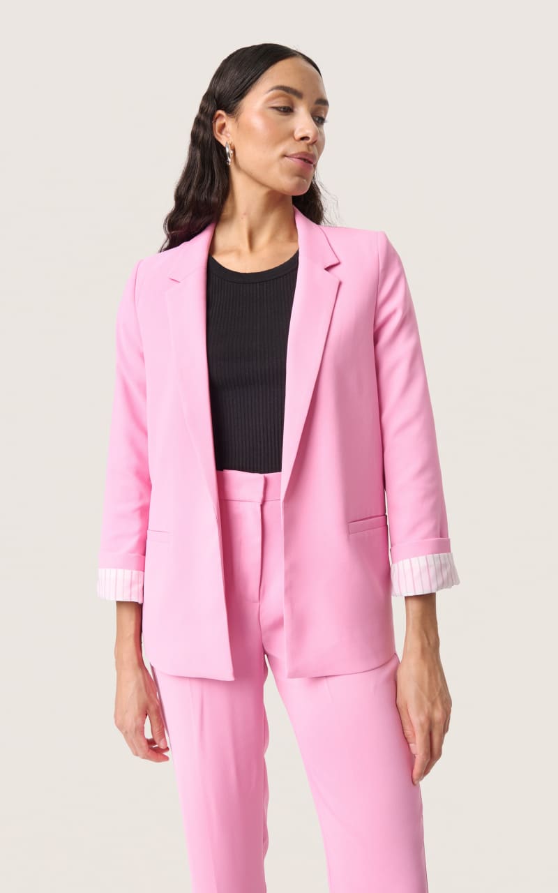 Soaked In Luxury- Shirley Fold-Up Blazer in Rosebloom