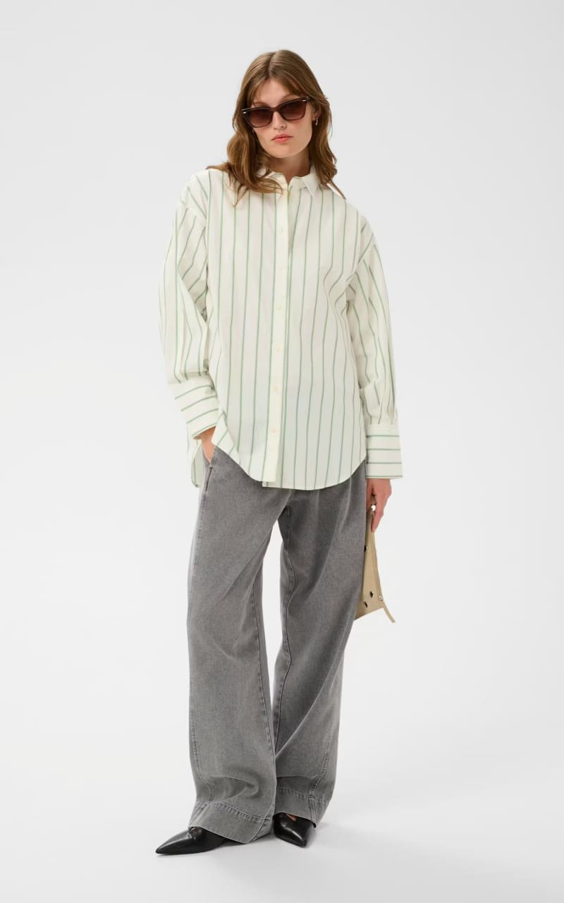 Soaked In Luxury- Noelle Striped Blouse in Vibrant Green