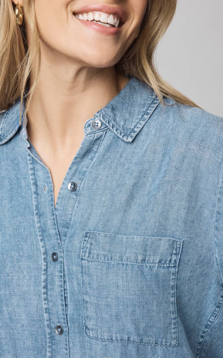 Splendid Reese Buttoned Shirt in Indigo Blouses & Tops