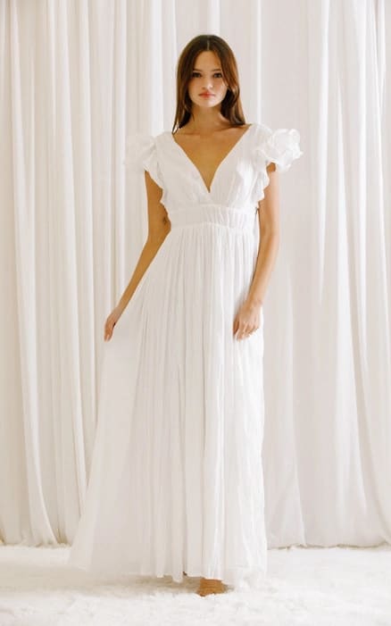 Storia- Monochromatic Crepe Textured Maxi Dress - dress