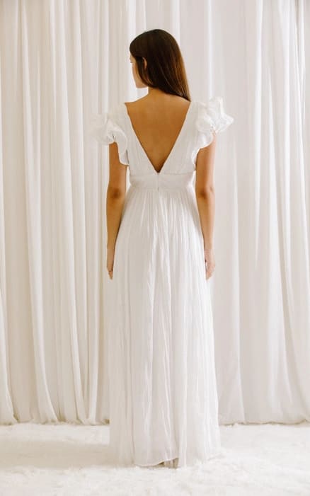 Storia- Monochromatic Crepe Textured Maxi Dress - dress