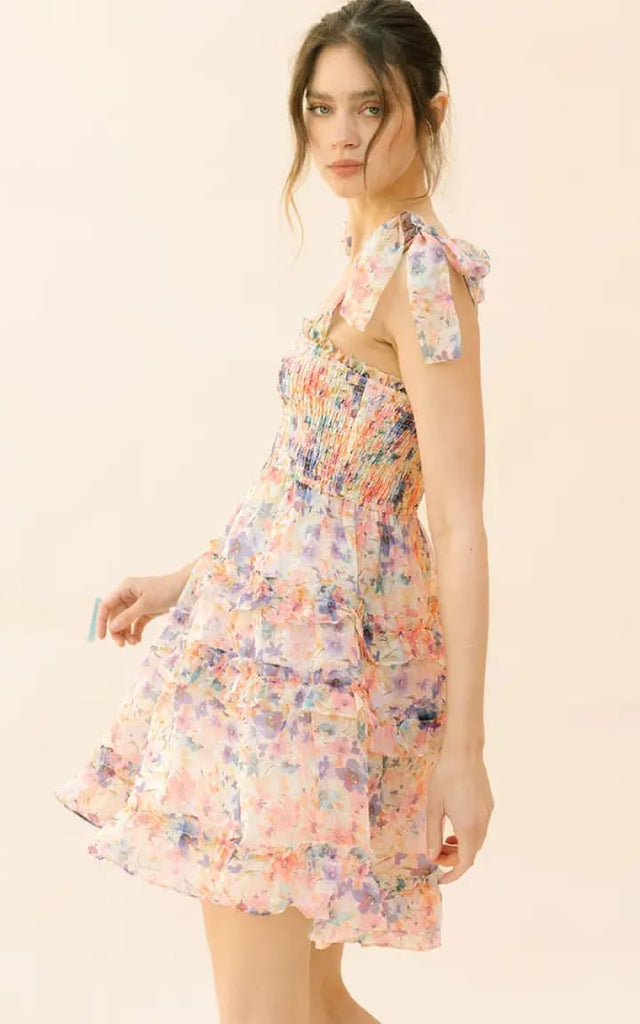 Storia - Multicolor Floral Print Mini Dress - Dresses