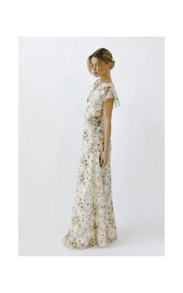 Storia - Realistic Floral Fitted Maxi Dress - Dresses