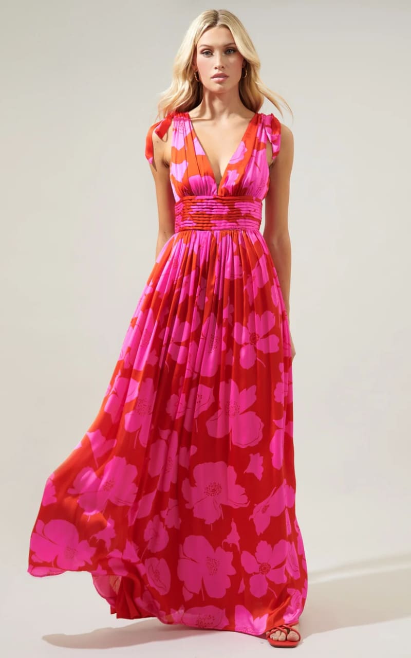 Sugarlips- Caribbean Crush Descanso Pleated Maxi Dress