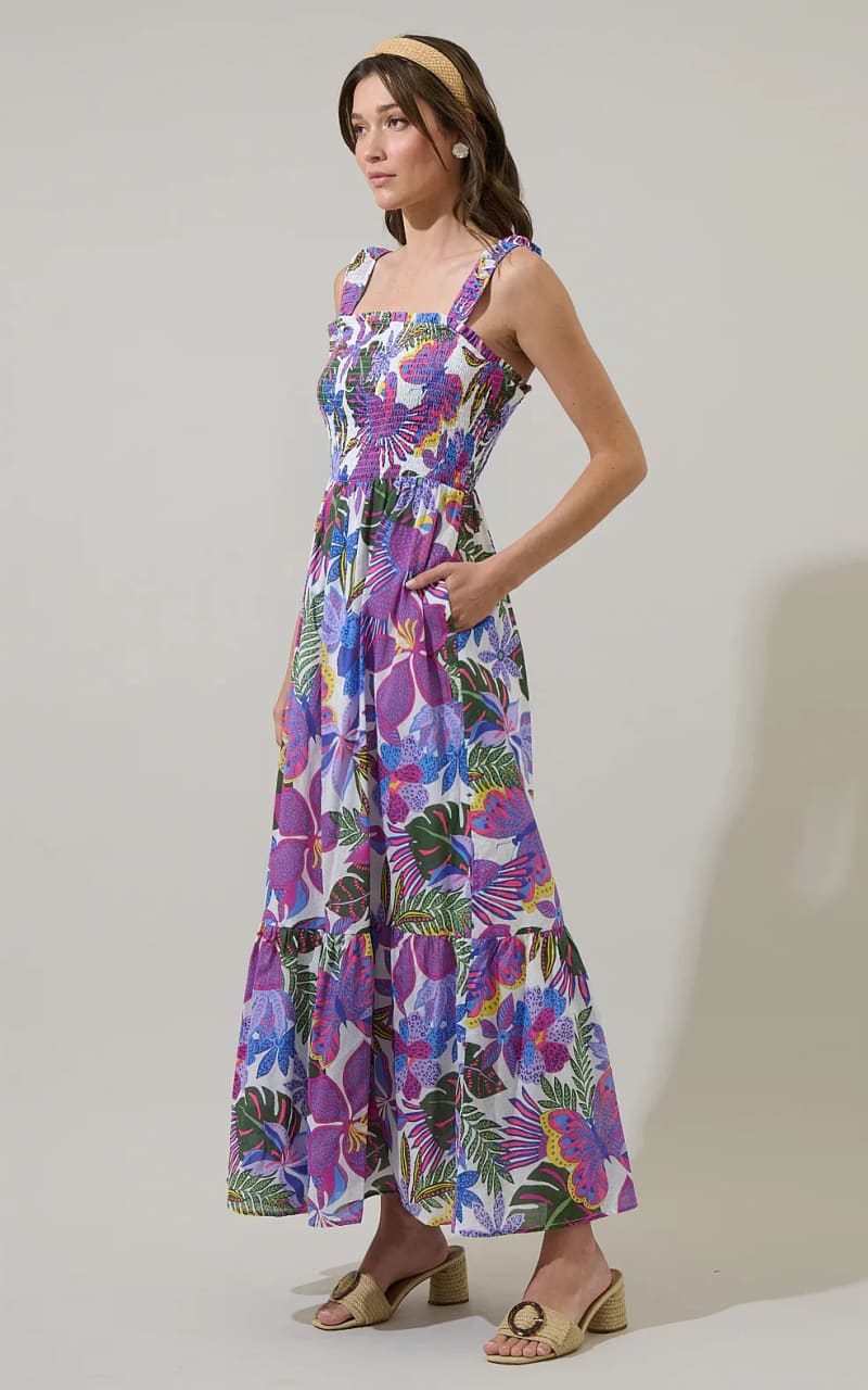 Sugarlips- Evren Tropics Tayla Smocked Maxi Dress - DRESS