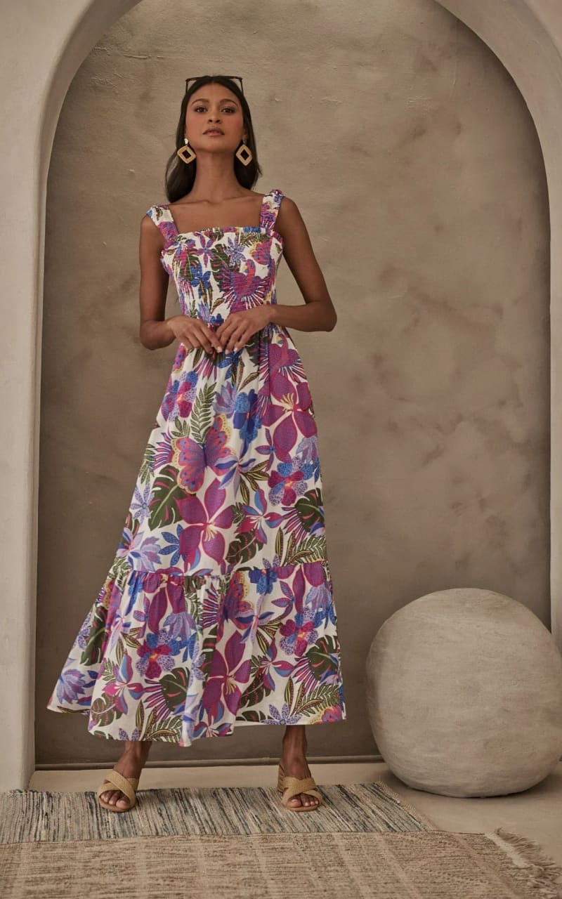Sugarlips- Evren Tropics Tayla Smocked Maxi Dress - DRESS