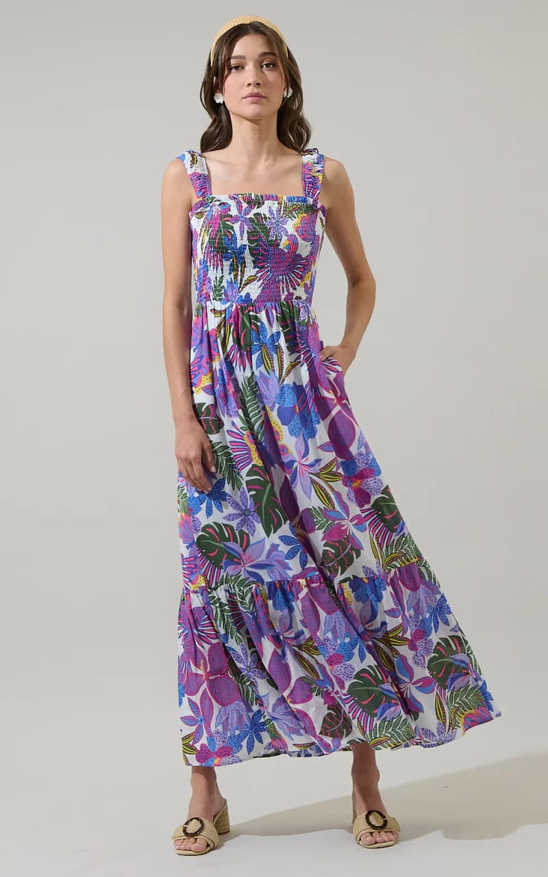 Sugarlips- Evren Tropics Tayla Smocked Maxi Dress - DRESS