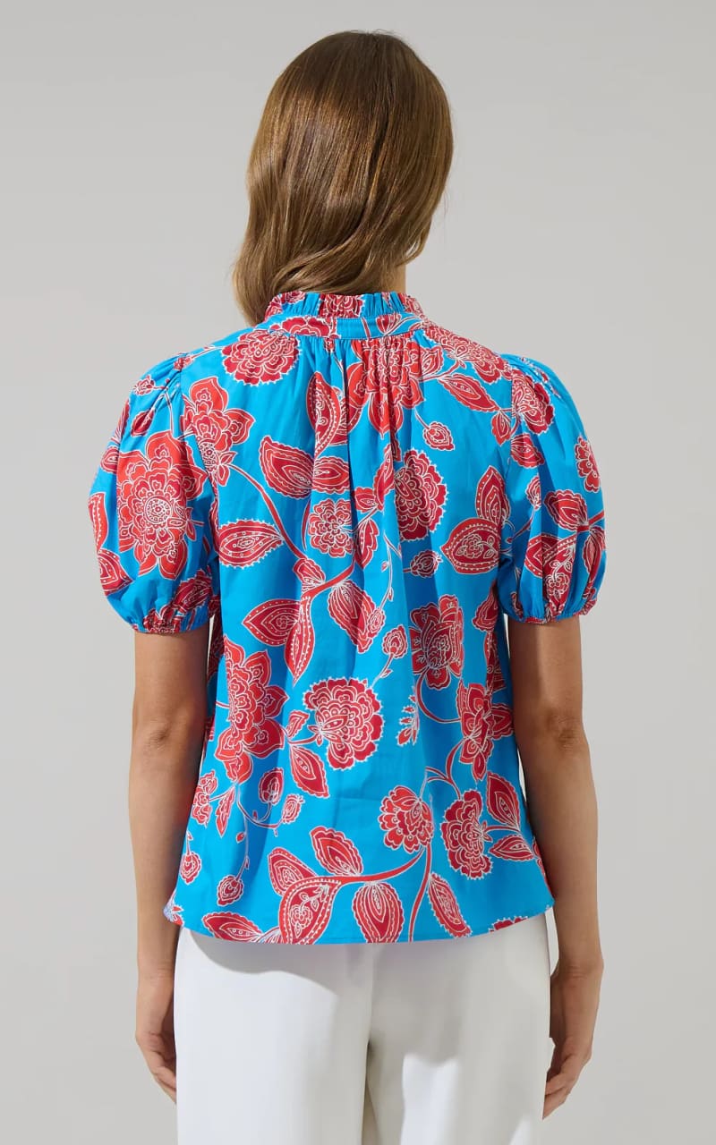 Sugarlips- Ripon Floral Close to You Split Neck Top
