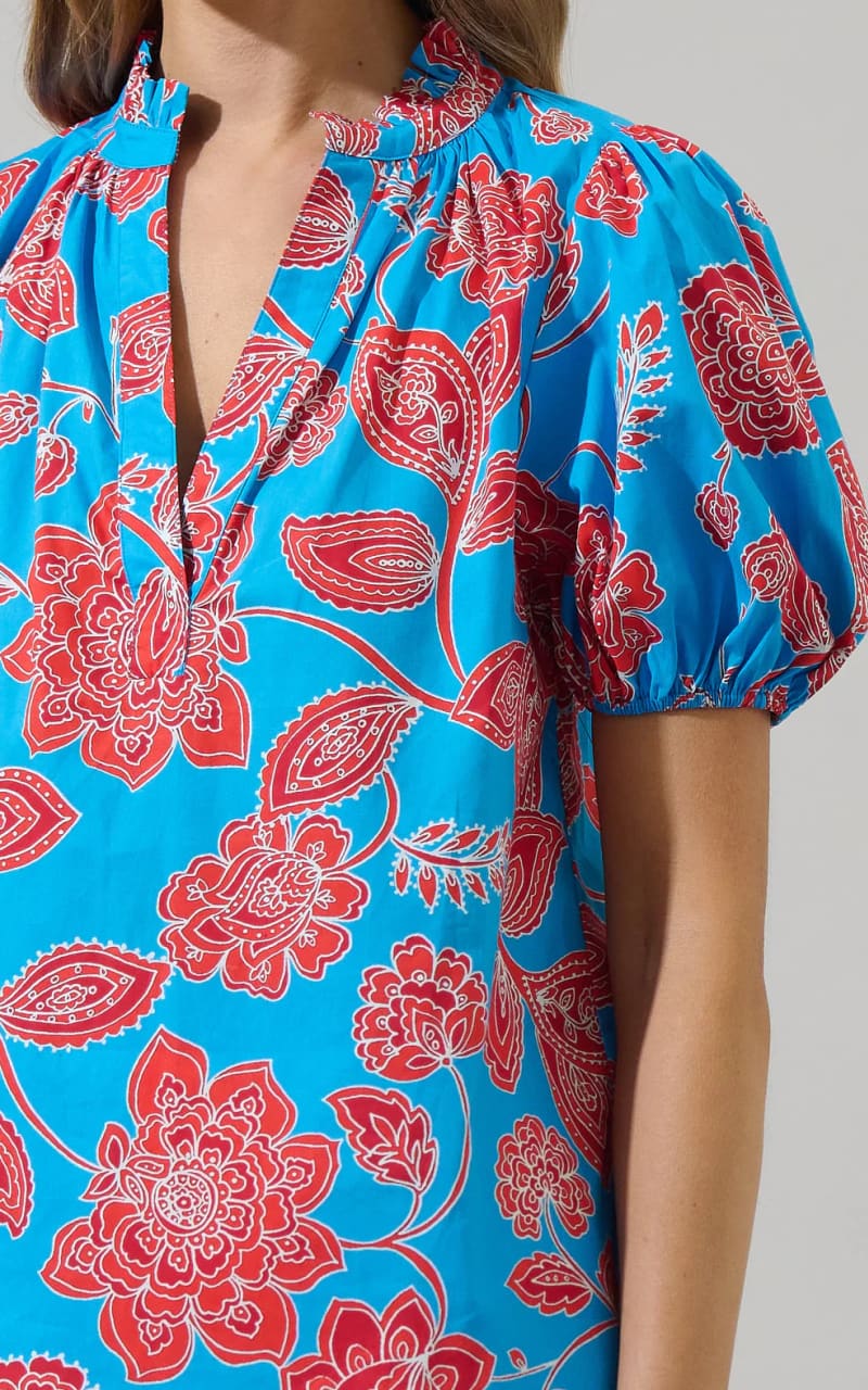 Sugarlips- Ripon Floral Close to You Split Neck Top