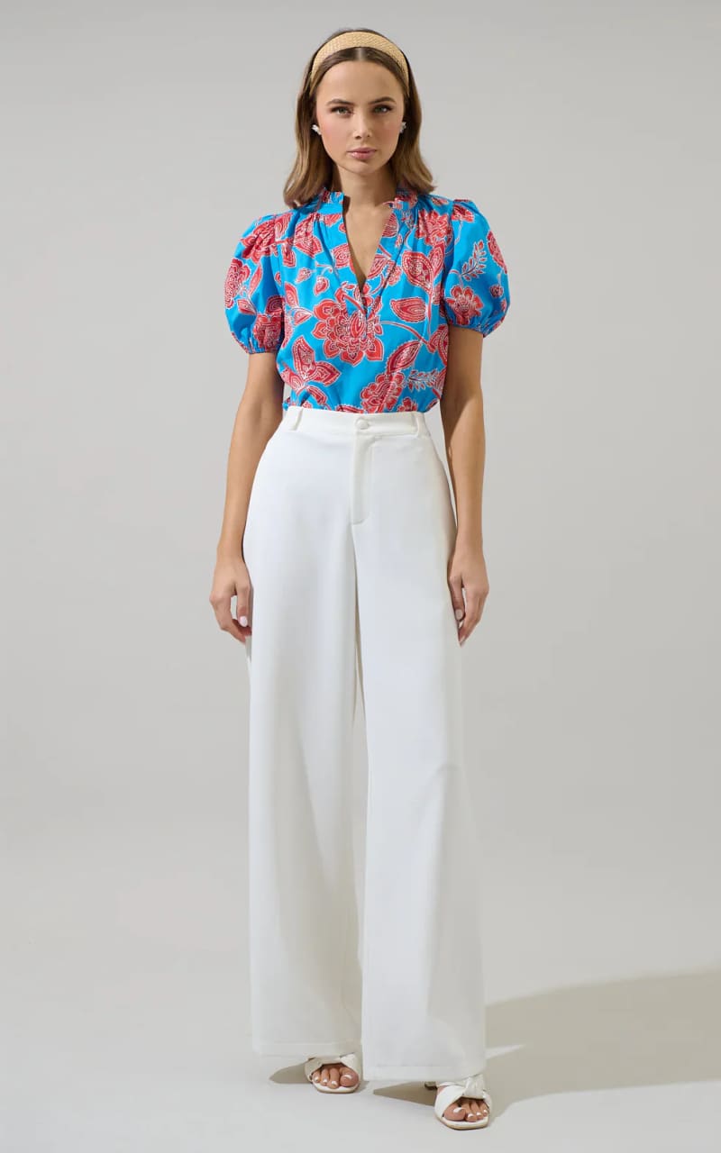 Sugarlips- Ripon Floral Close to You Split Neck Top