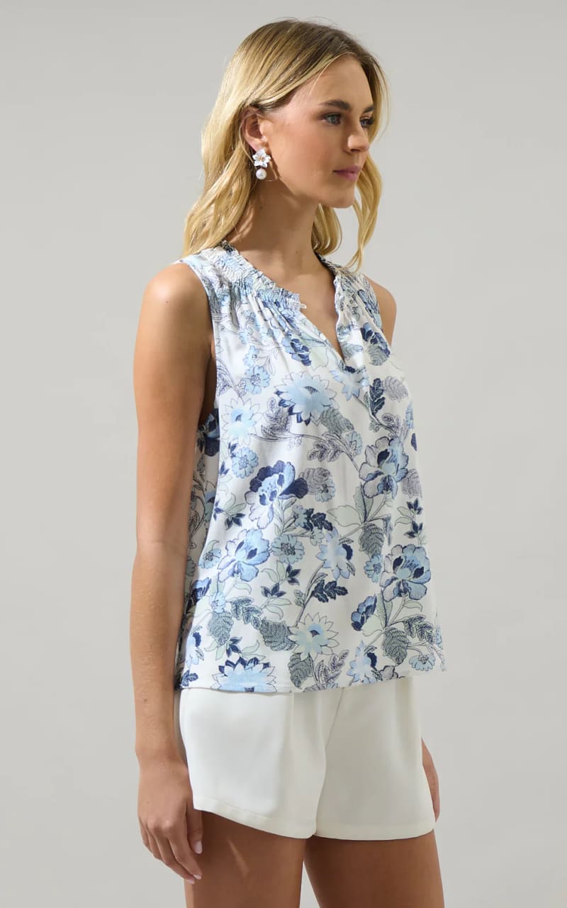 Sugarlips- Wrenley Garden Floral True Smocked Blouse