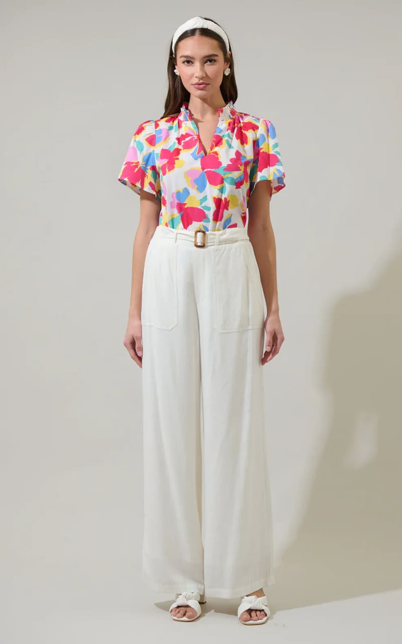 Sugarlips- Yani Floral Barcy Smocked Top - Blouses & Tops