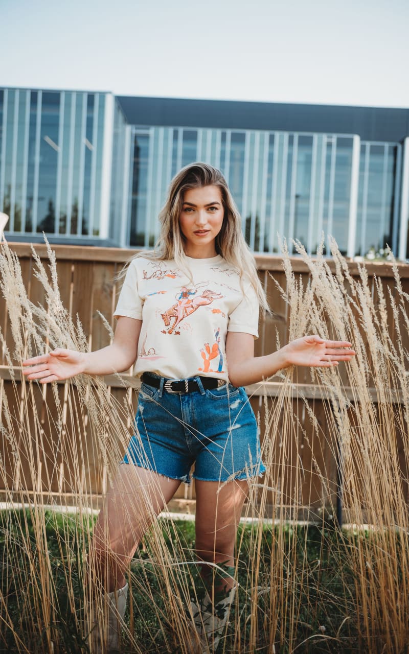 Sweet Claire- Cowgirl Collage Crop Tee - T-SHIRT & TANK