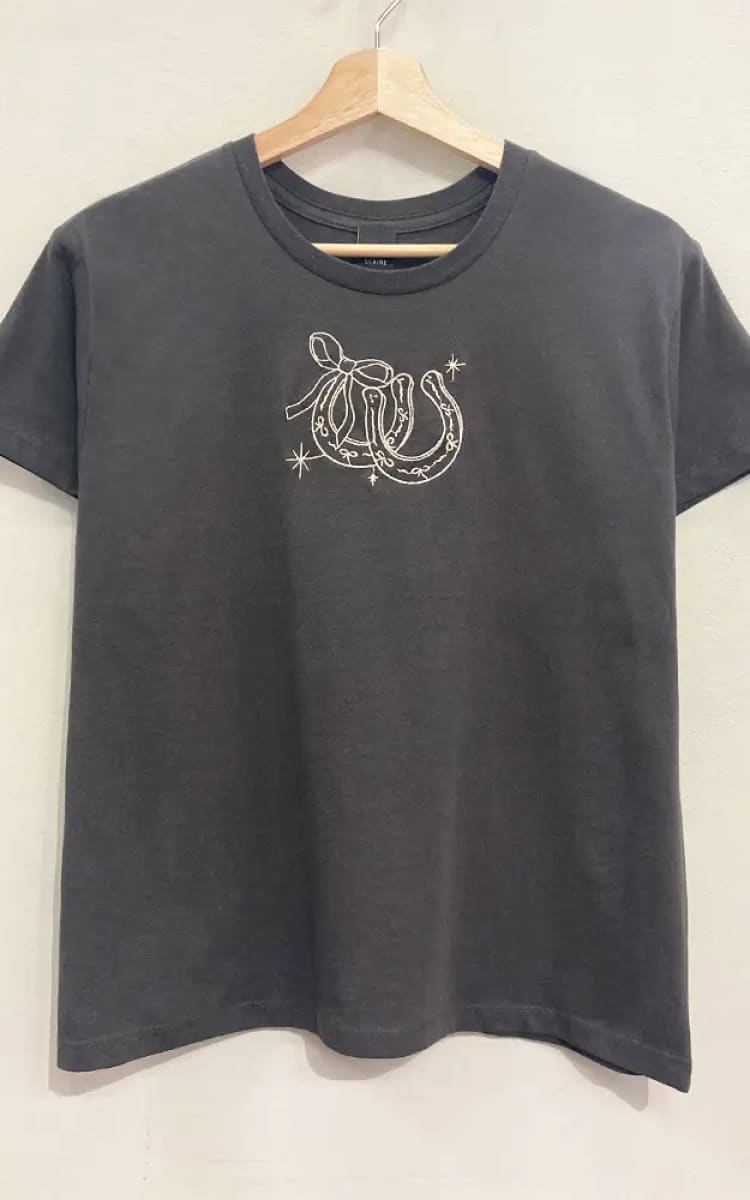 Sweet Claire- Lucky Charm Embroidered Tee - T-SHIRT & TANK