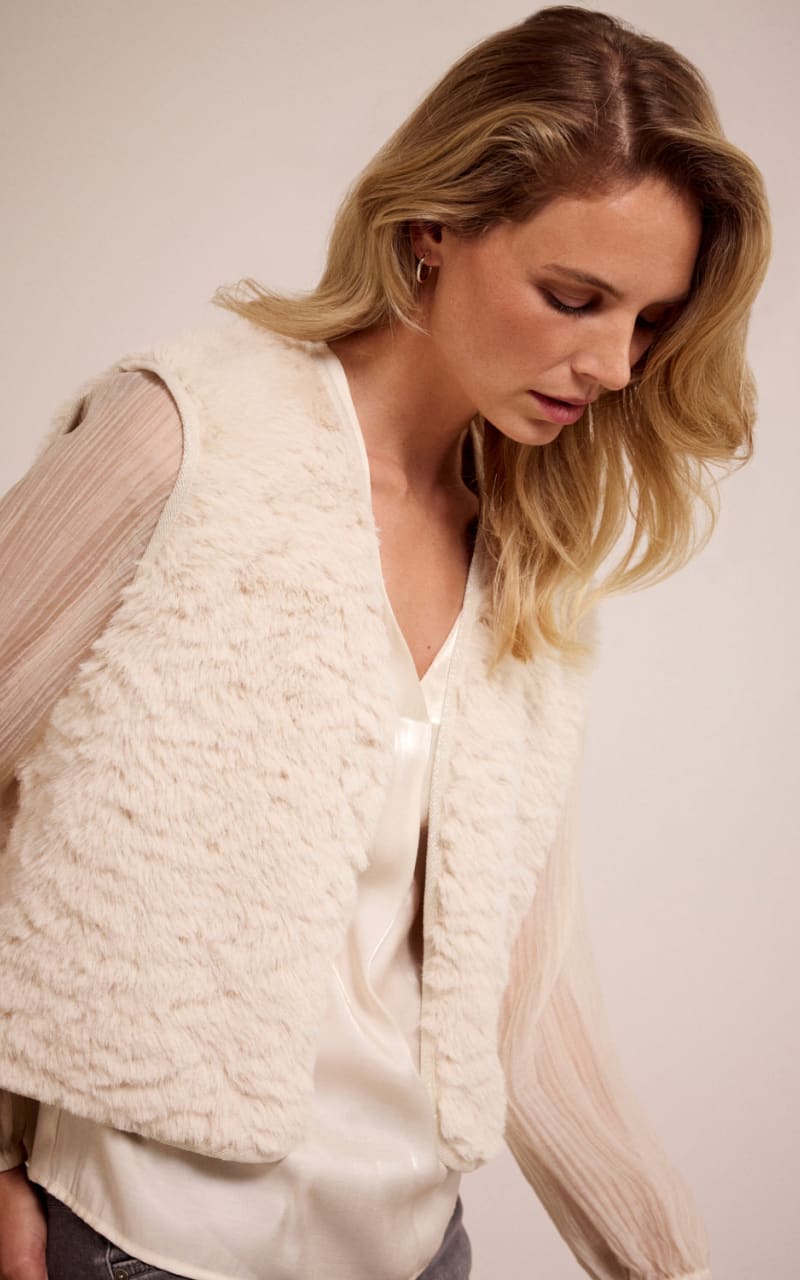 Tramontana Faux Fur Vest in Stone JACKET