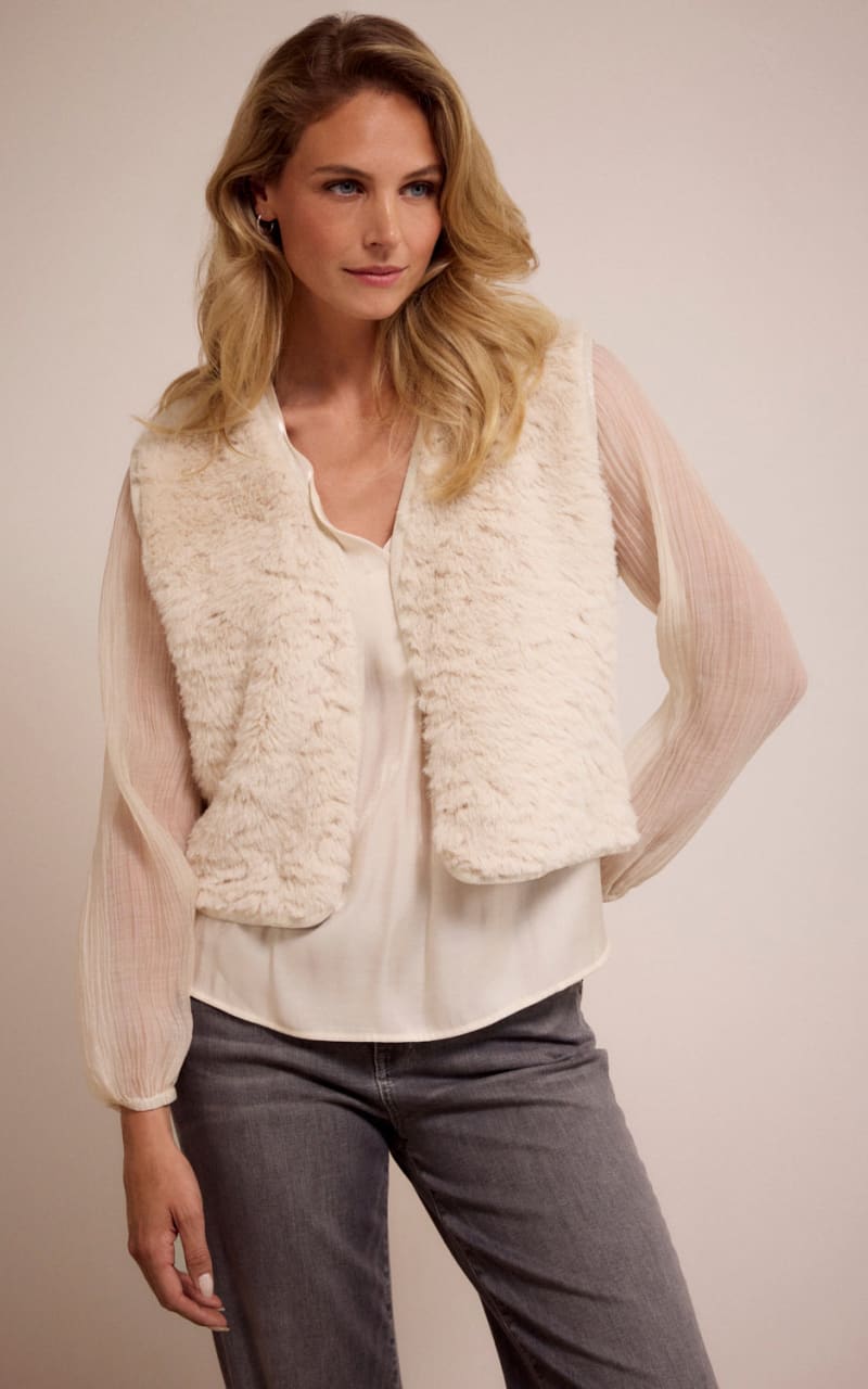 Tramontana Faux Fur Vest in Stone JACKET