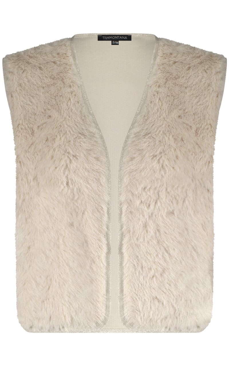 Tramontana Faux Fur Vest in Stone JACKET