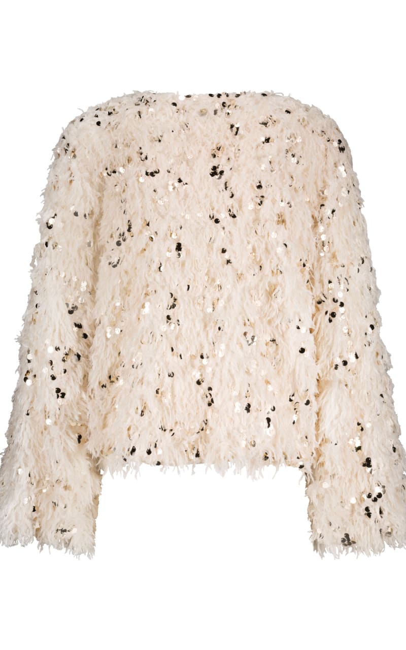 Tramontana - Feathered Sequin Jacket in Stone - JACKET