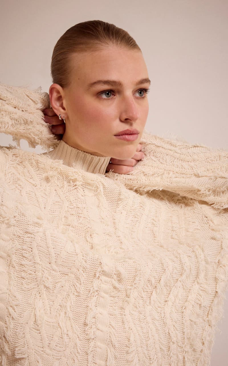 Tramontana Fringe Knit Sweater in Stone SWEATER & SWEATSHIRT