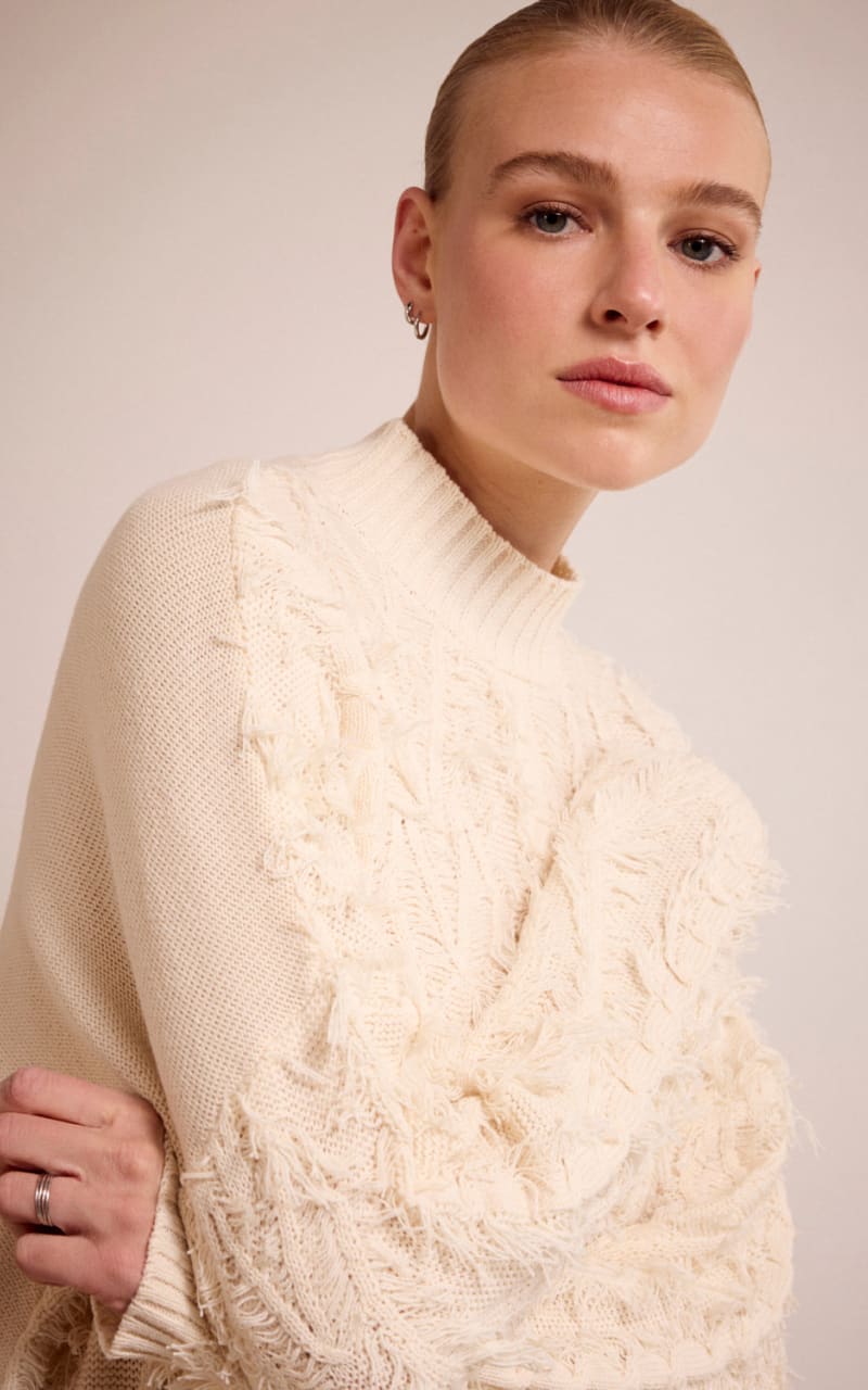 Tramontana Fringe Knit Sweater in Stone SWEATER & SWEATSHIRT