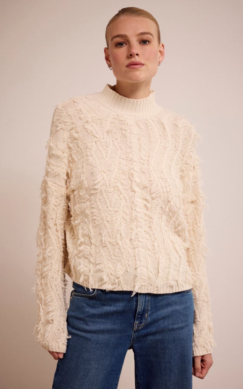 Tramontana Fringe Knit Sweater in Stone SWEATER & SWEATSHIRT