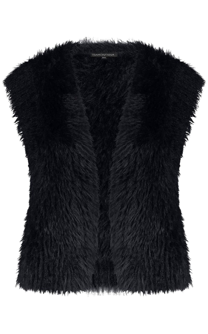 Tramontana Hairy Yarn Vest in Black JACKET