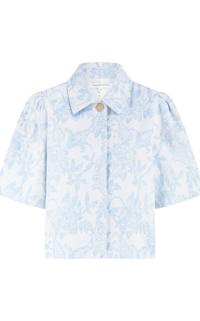 Tramontana - Jacquard Denim Jacket in Light Blue - JACKET