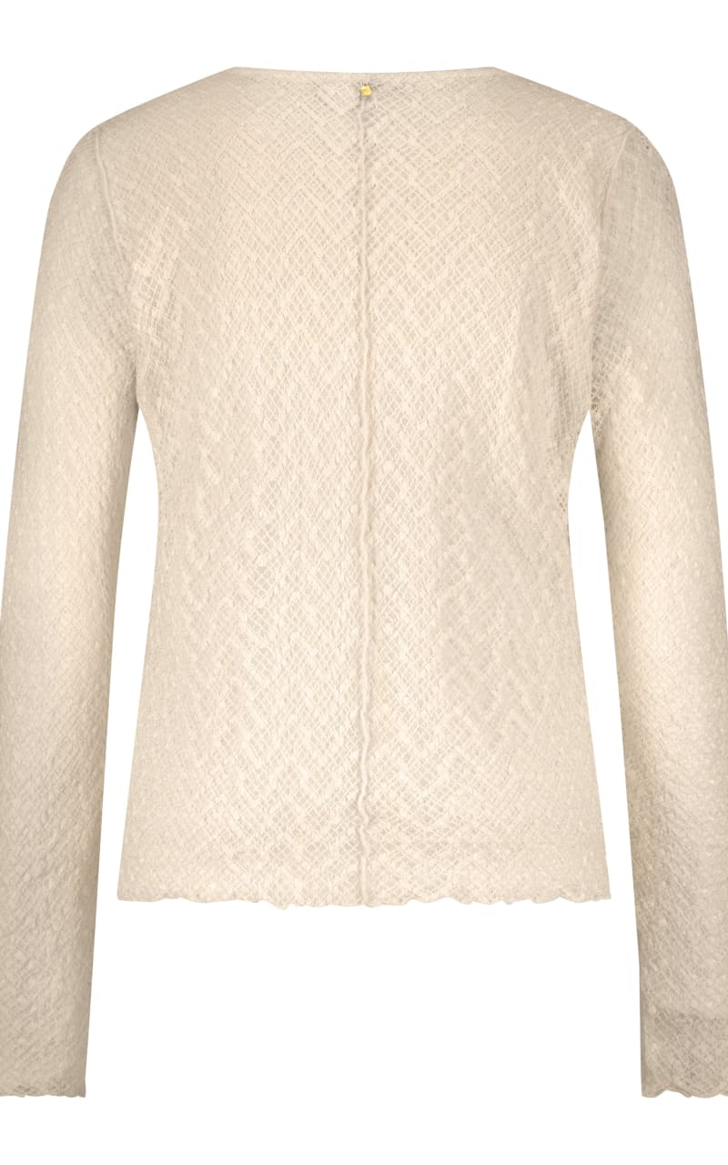 Tramontana Long Sleeve Stretch Lace Top in Stone Blouses &