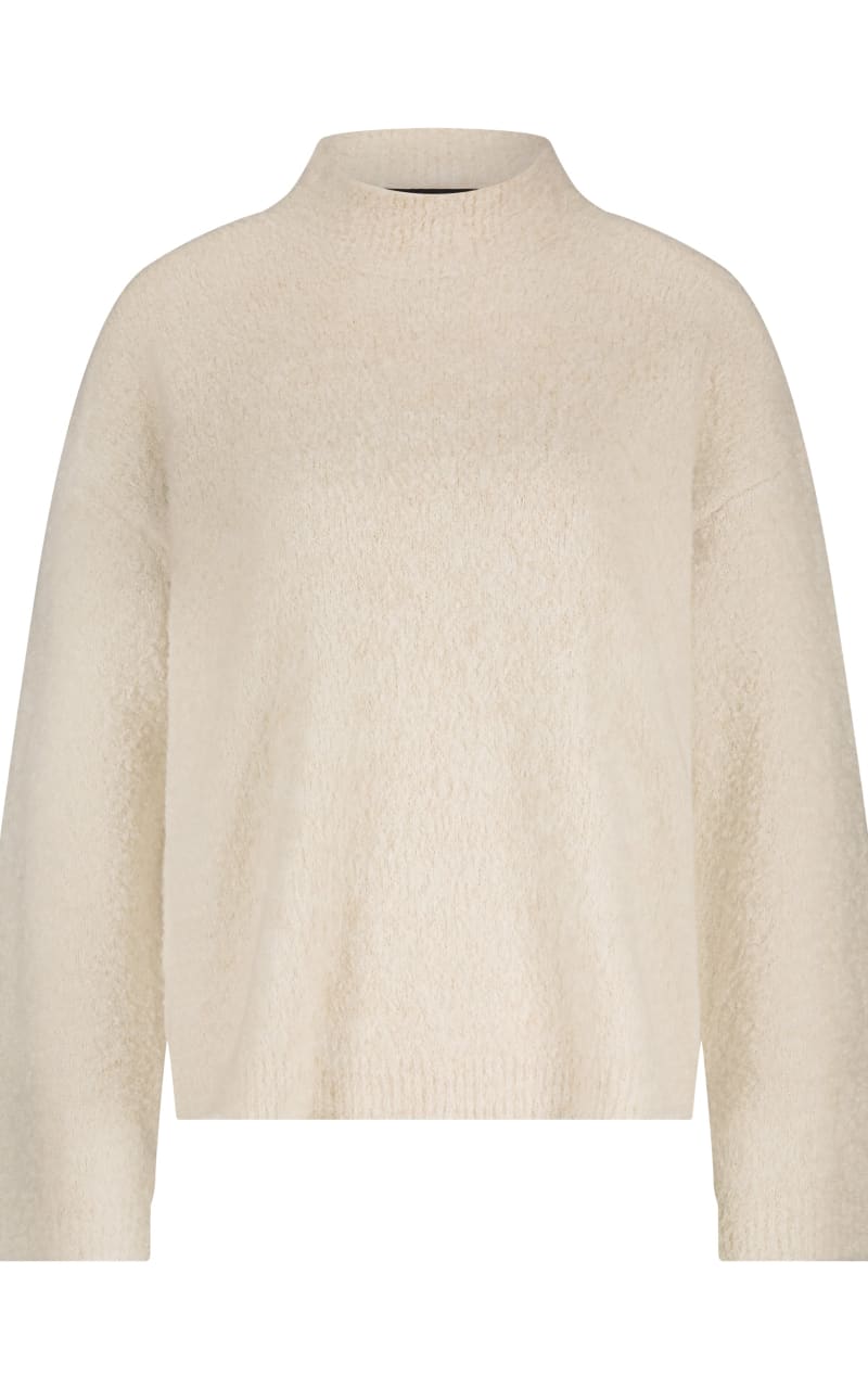 Tramontana- Turtleneck Boucle Sweater in Stone - SWEATER &