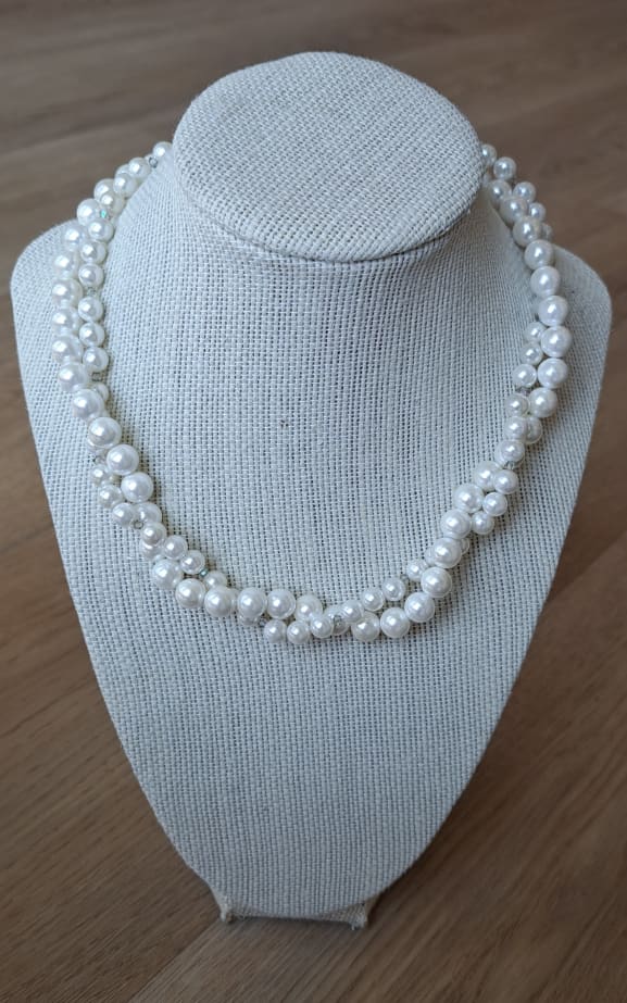 Twisted Baubles- Double Swarovski Pearl Necklace - jewelry