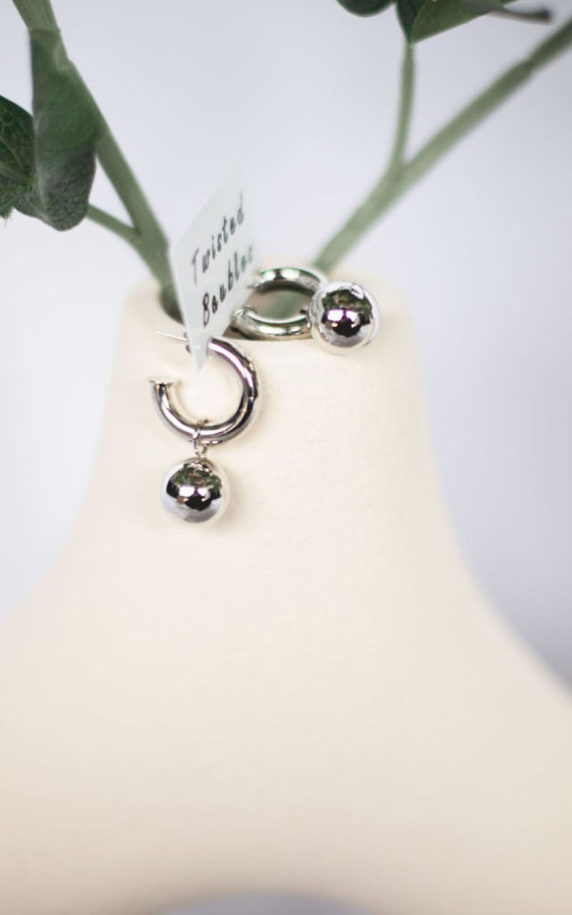 Twisted Baubles-Hoop Ball Earrings - jewelry