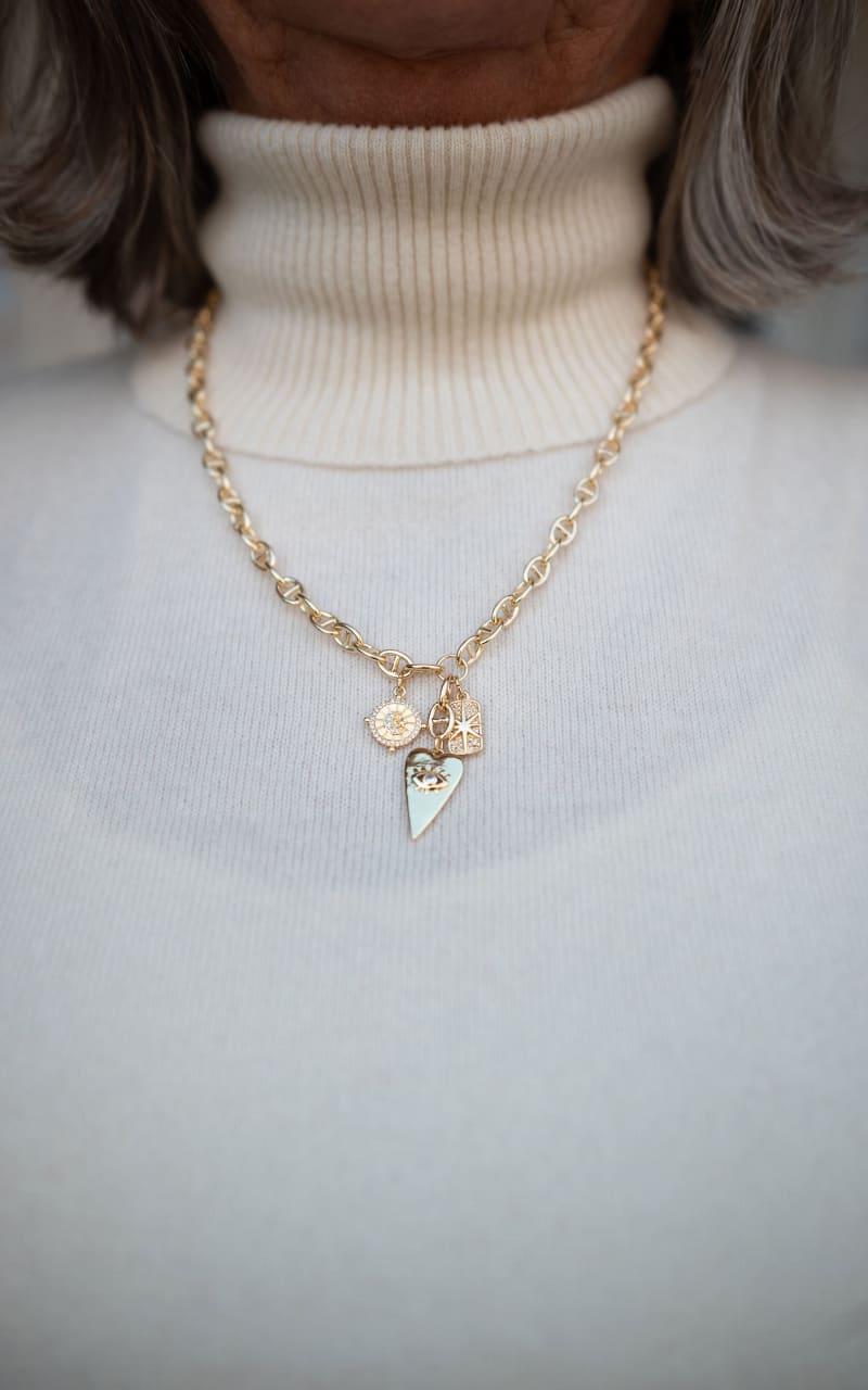 Twisted Baubles- Multi Charm Gold Plated Thick Necklace