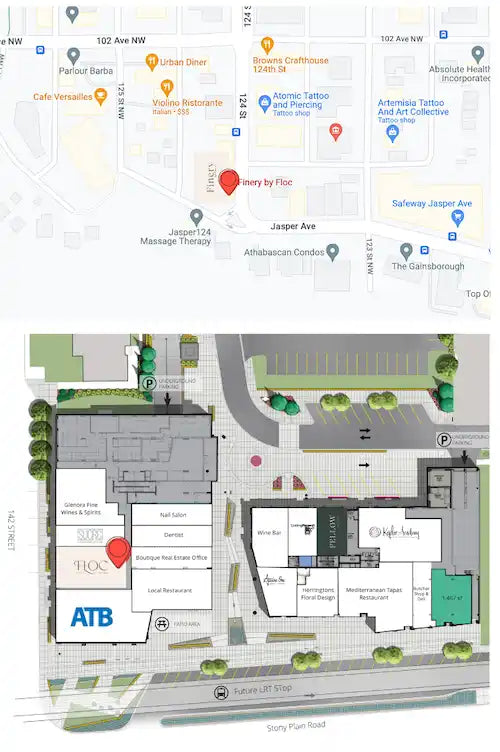 Two maps with location markers.